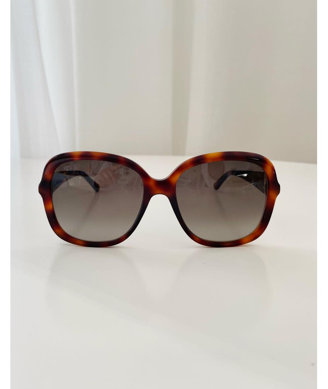 JIMMY CHOO Коричневые пластиковые солнцезащитные очки, фото 9