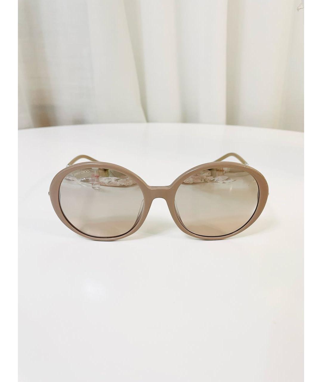 JIMMY CHOO Бежевые пластиковые солнцезащитные очки, фото 9
