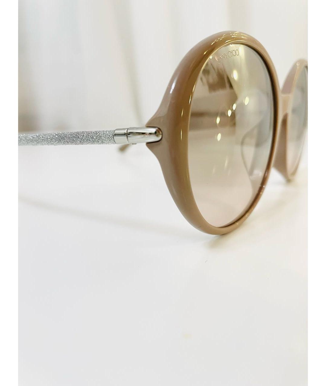 JIMMY CHOO Бежевые пластиковые солнцезащитные очки, фото 5