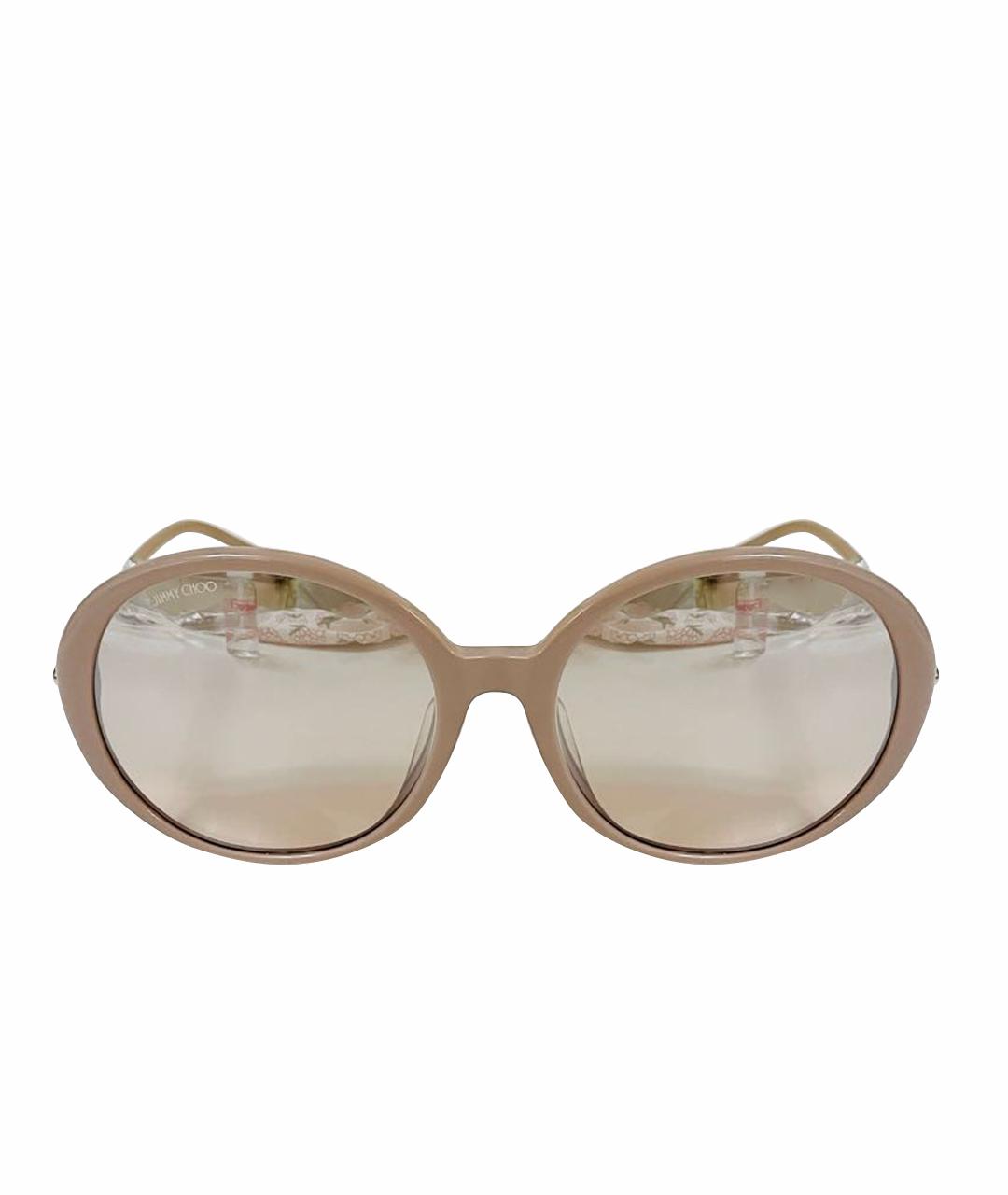 JIMMY CHOO Бежевые пластиковые солнцезащитные очки, фото 1