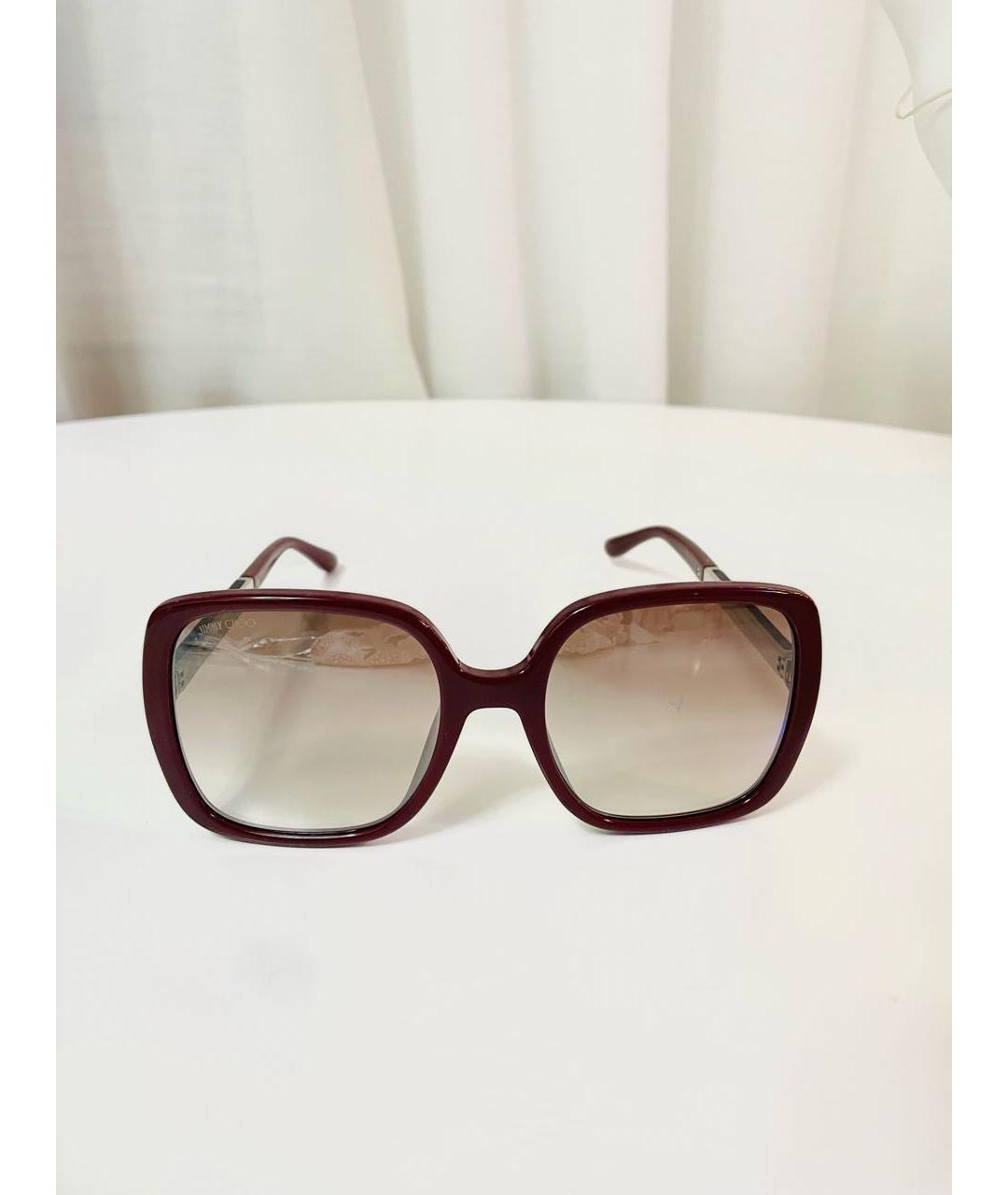 JIMMY CHOO Бордовые пластиковые солнцезащитные очки, фото 7