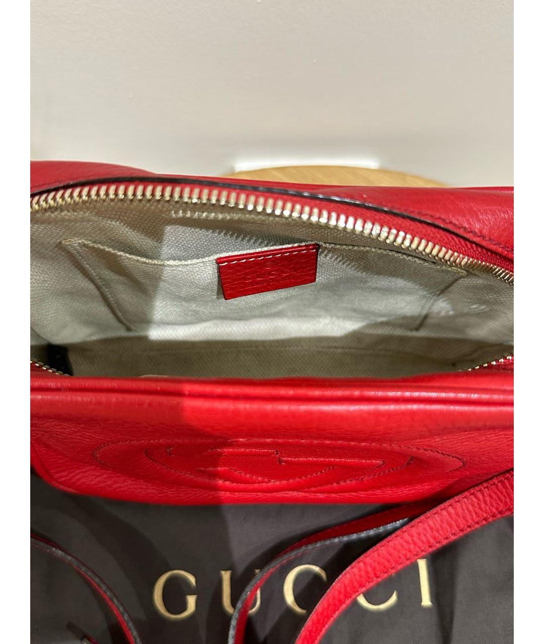 GUCCI Красная кожаная сумка через плечо, фото 4