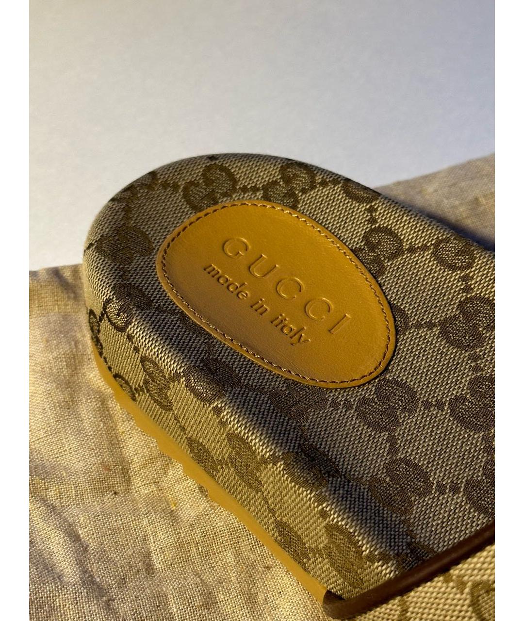 GUCCI Бежевые текстильные шлепанцы, фото 3