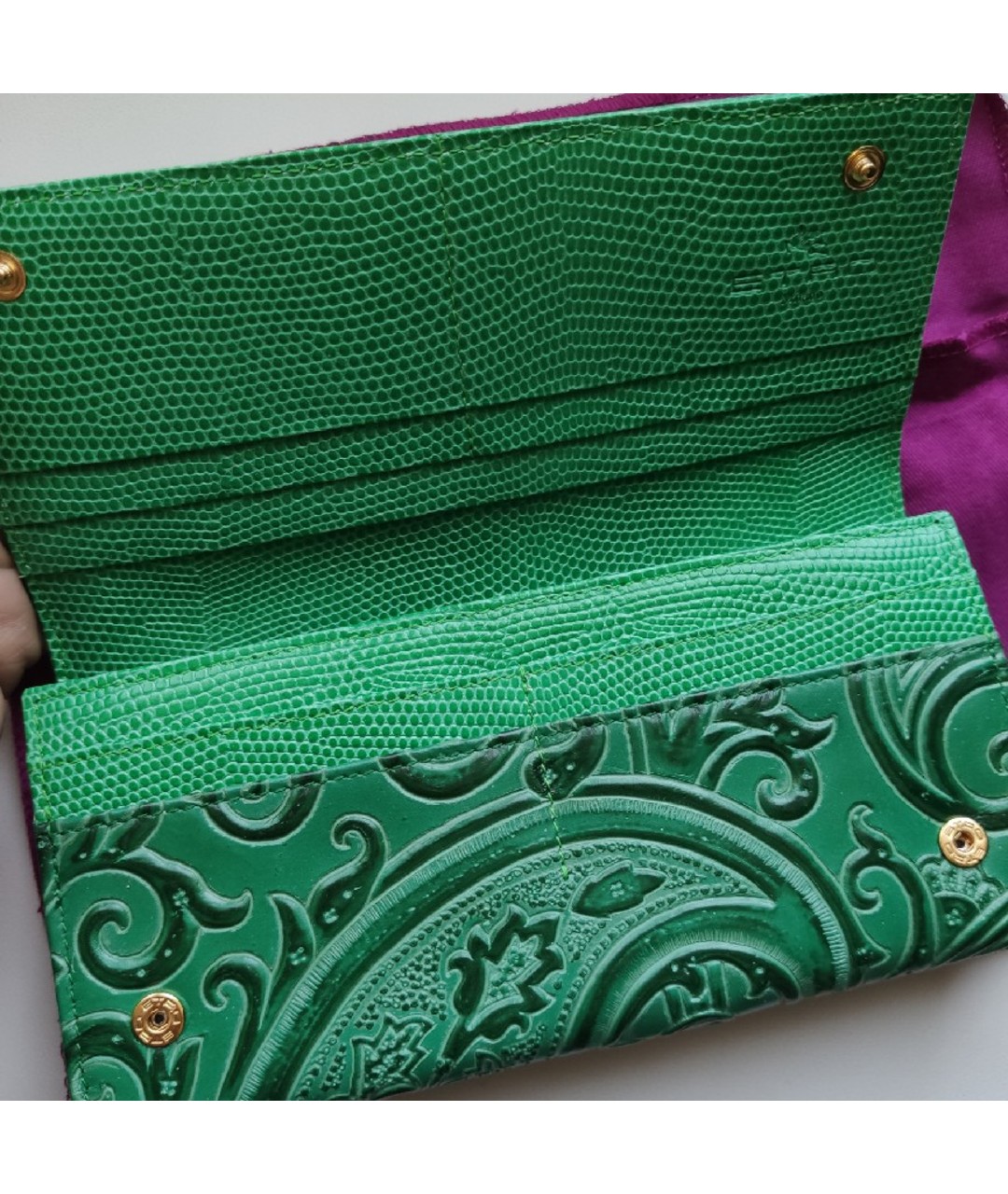 ETRO Зеленый кожаный кошелек, фото 3