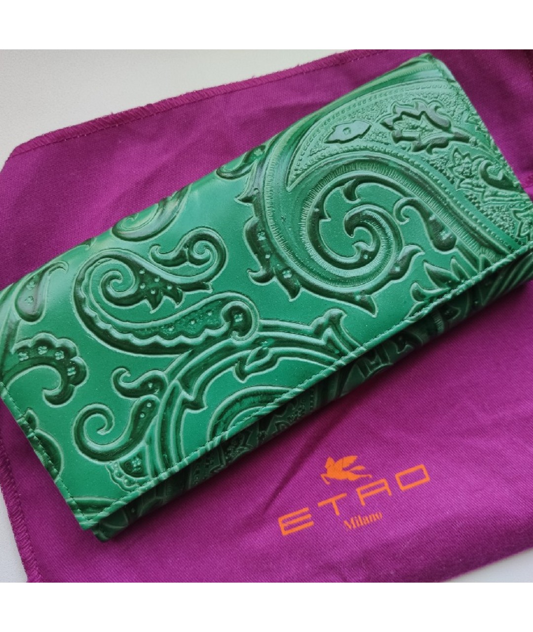 ETRO Зеленый кожаный кошелек, фото 2