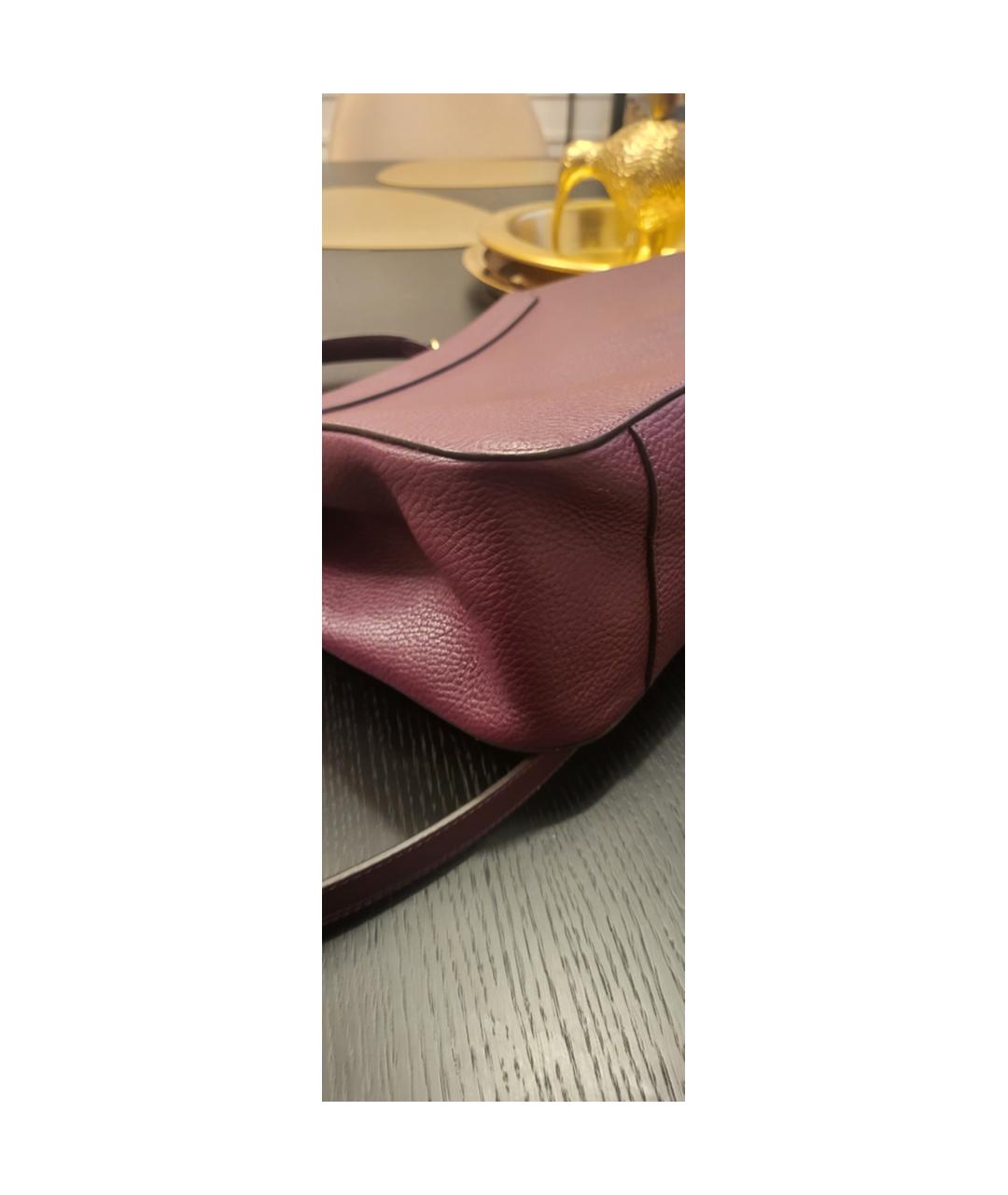 COCCINELLE Бордовая кожаная сумка с короткими ручками, фото 7