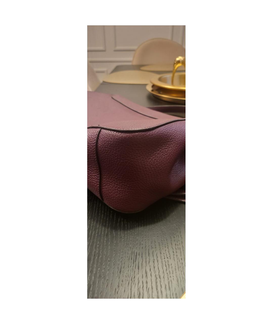 COCCINELLE Бордовая кожаная сумка с короткими ручками, фото 8