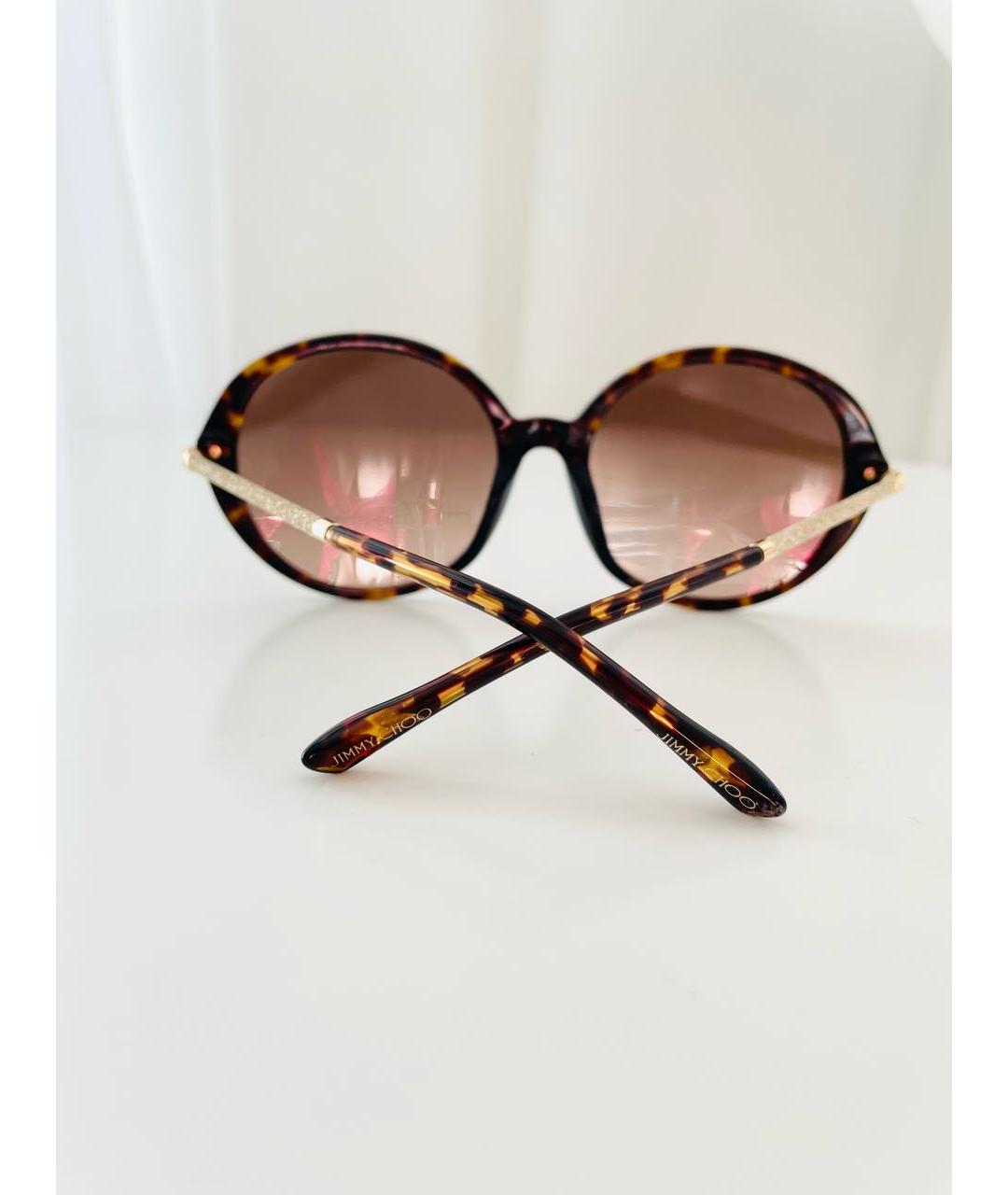 JIMMY CHOO Коричневые пластиковые солнцезащитные очки, фото 4
