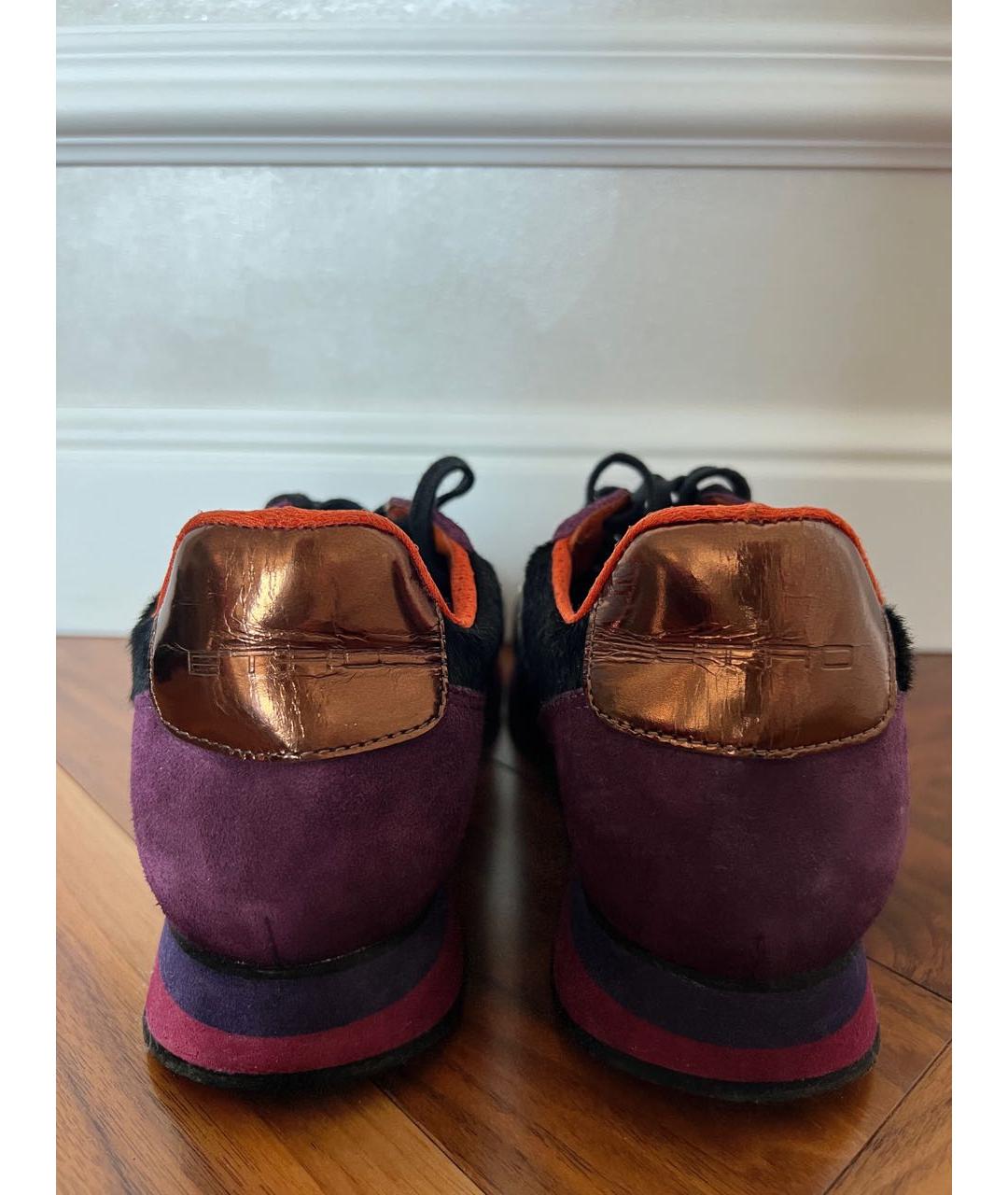 ETRO Фиолетовые кожаные кроссовки, фото 4