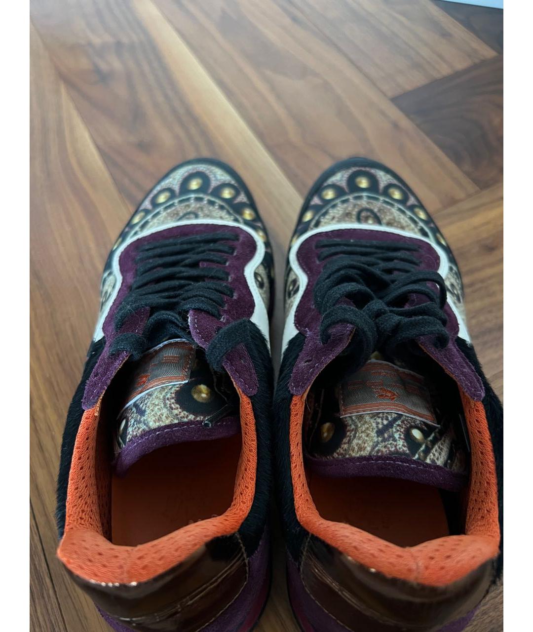 ETRO Фиолетовые кожаные кроссовки, фото 3