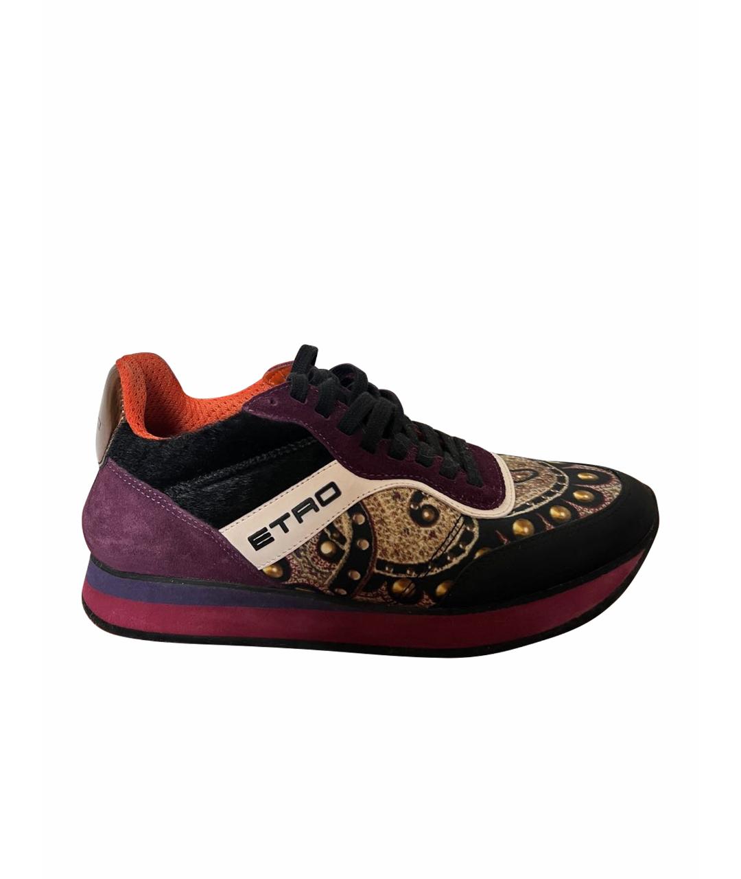 ETRO Фиолетовые кожаные кроссовки, фото 1