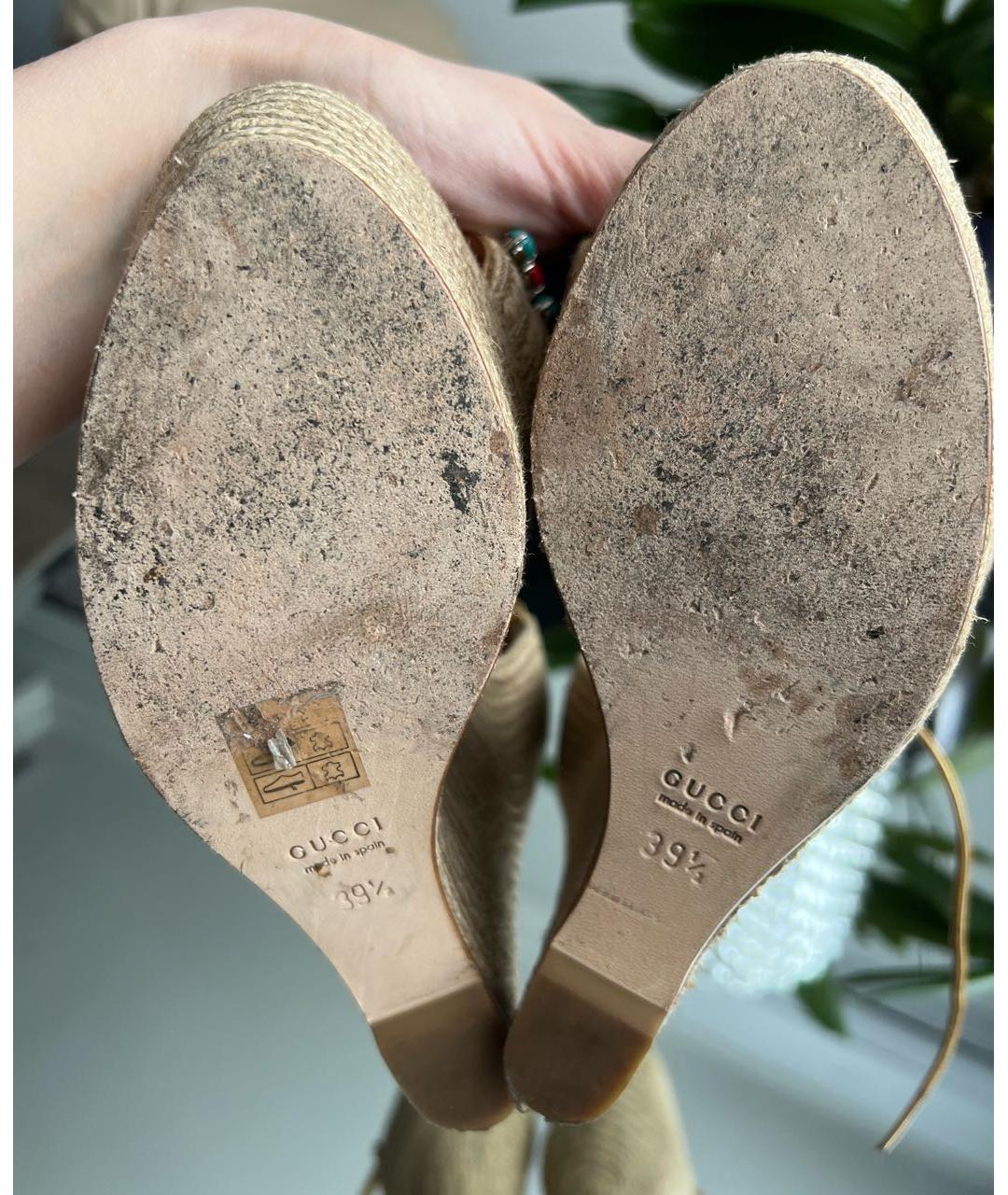 GUCCI Золотые босоножки, фото 5