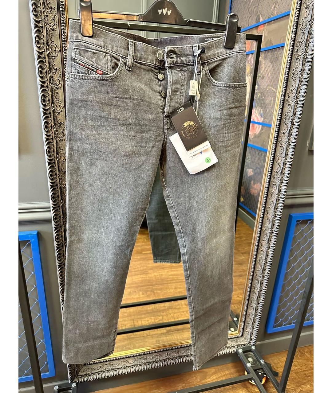DIESEL Серые хлопко-эластановые джинсы, фото 5