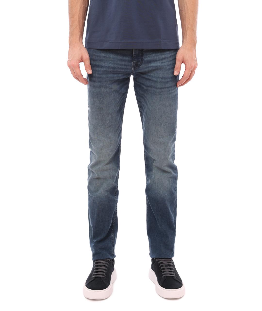 HUGO BOSS Голубые хлопко-эластановые прямые джинсы, фото 6