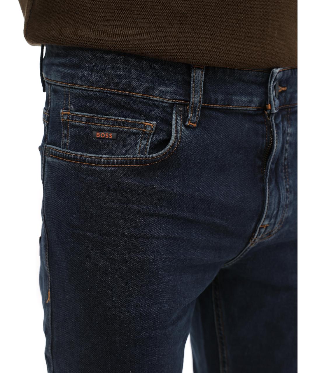 HUGO BOSS Темно-синие хлопковые прямые джинсы, фото 2