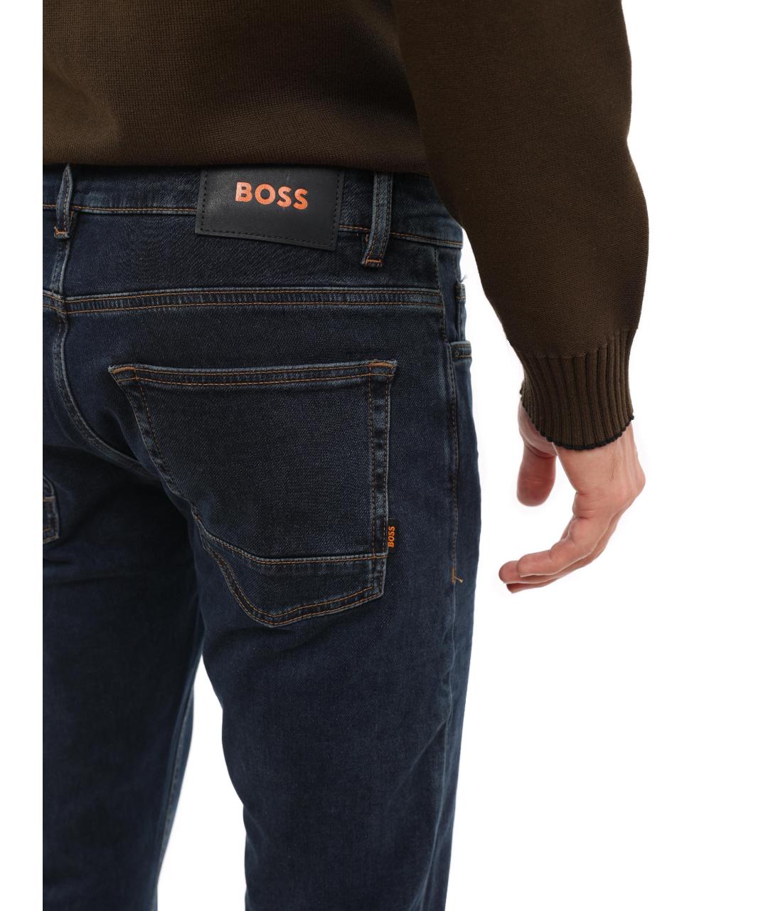HUGO BOSS Темно-синие хлопковые прямые джинсы, фото 7