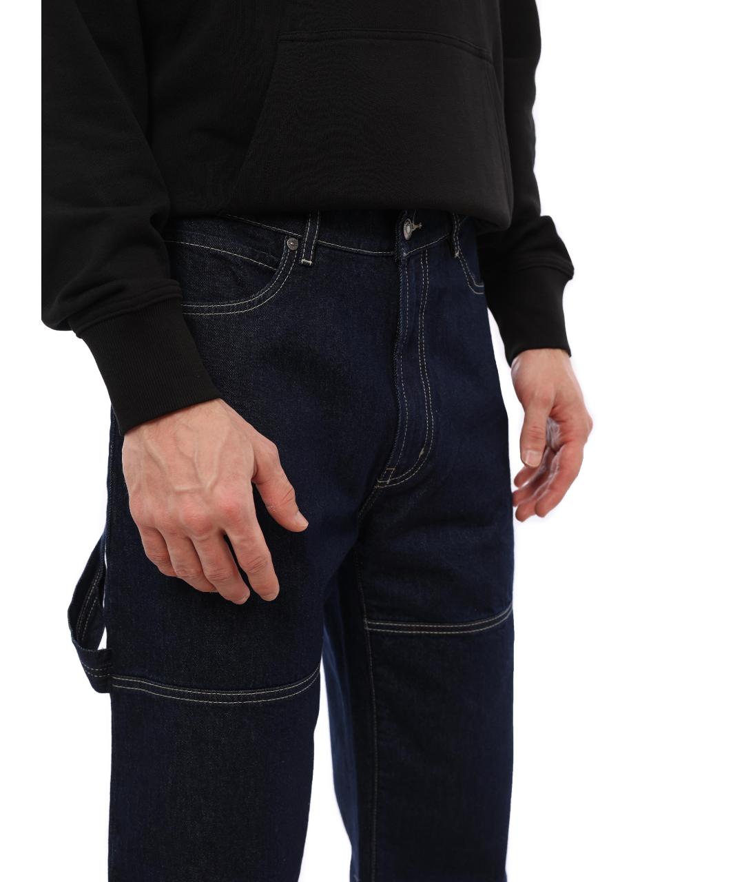 HUGO BOSS Темно-синие хлопковые прямые джинсы, фото 4