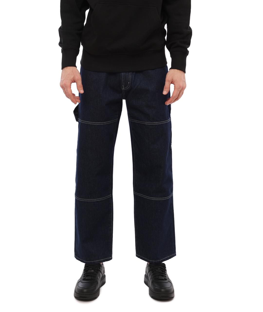 HUGO BOSS Темно-синие хлопковые прямые джинсы, фото 7