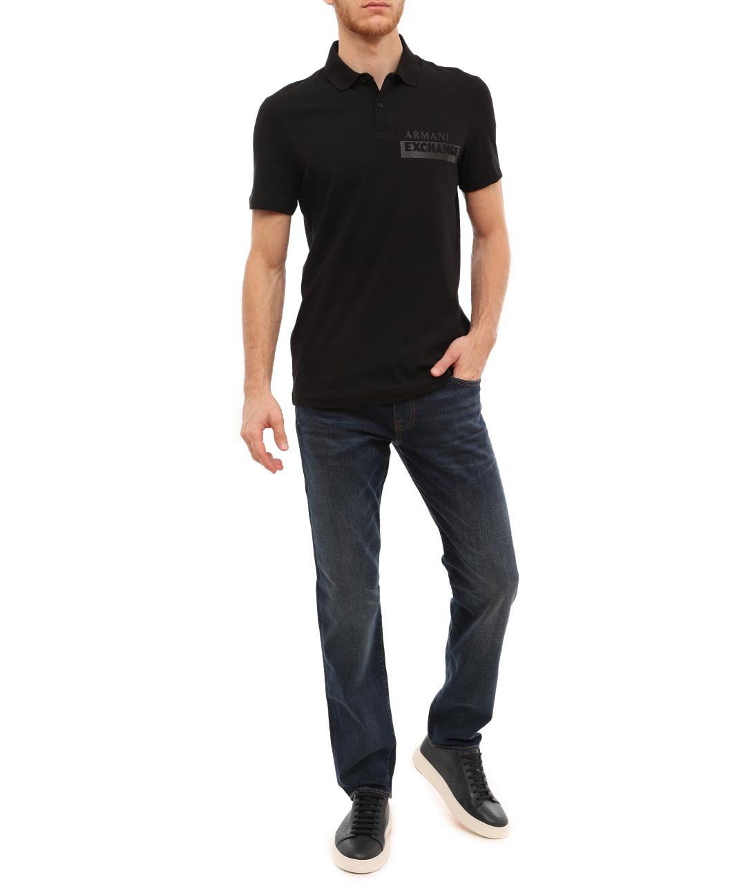ARMANI EXCHANGE Синие хлопковые прямые джинсы, фото 4