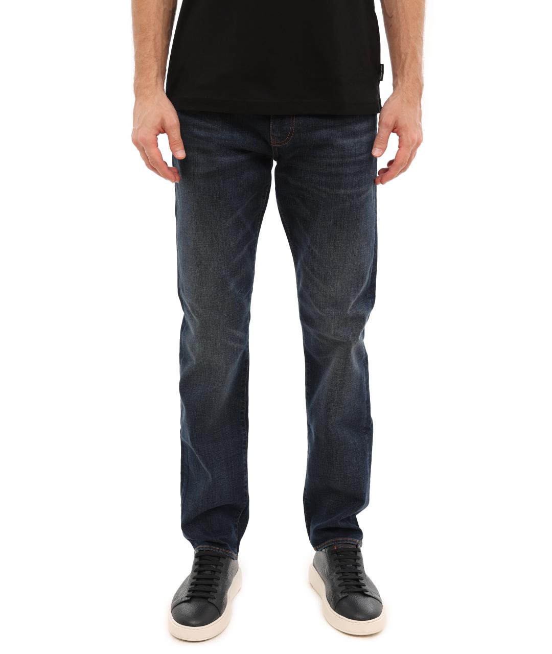 ARMANI EXCHANGE Синие хлопковые прямые джинсы, фото 7