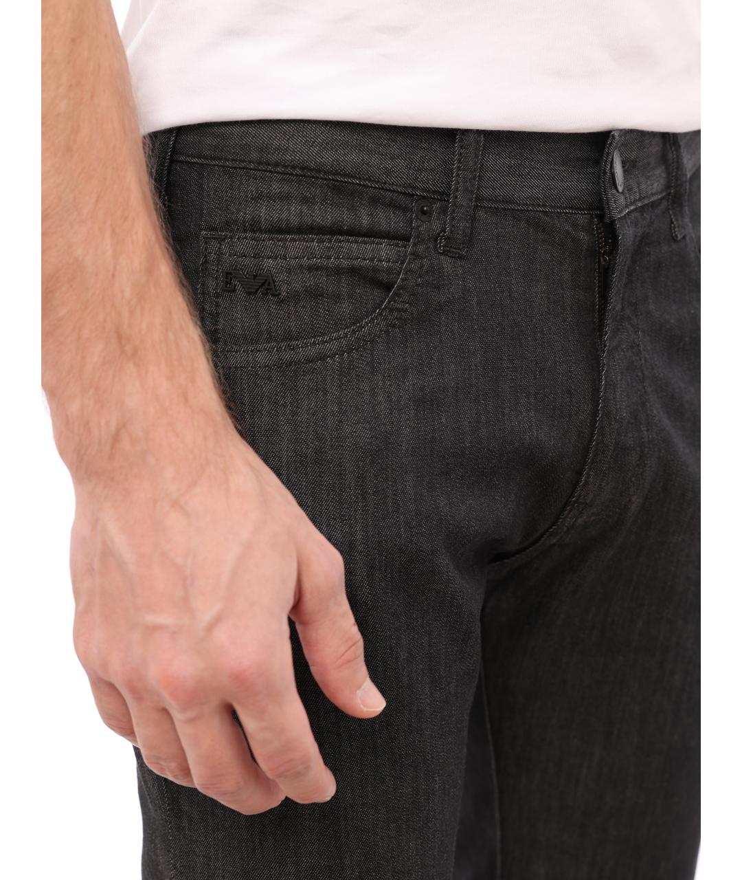 EMPORIO ARMANI Серые хлопковые прямые джинсы, фото 3