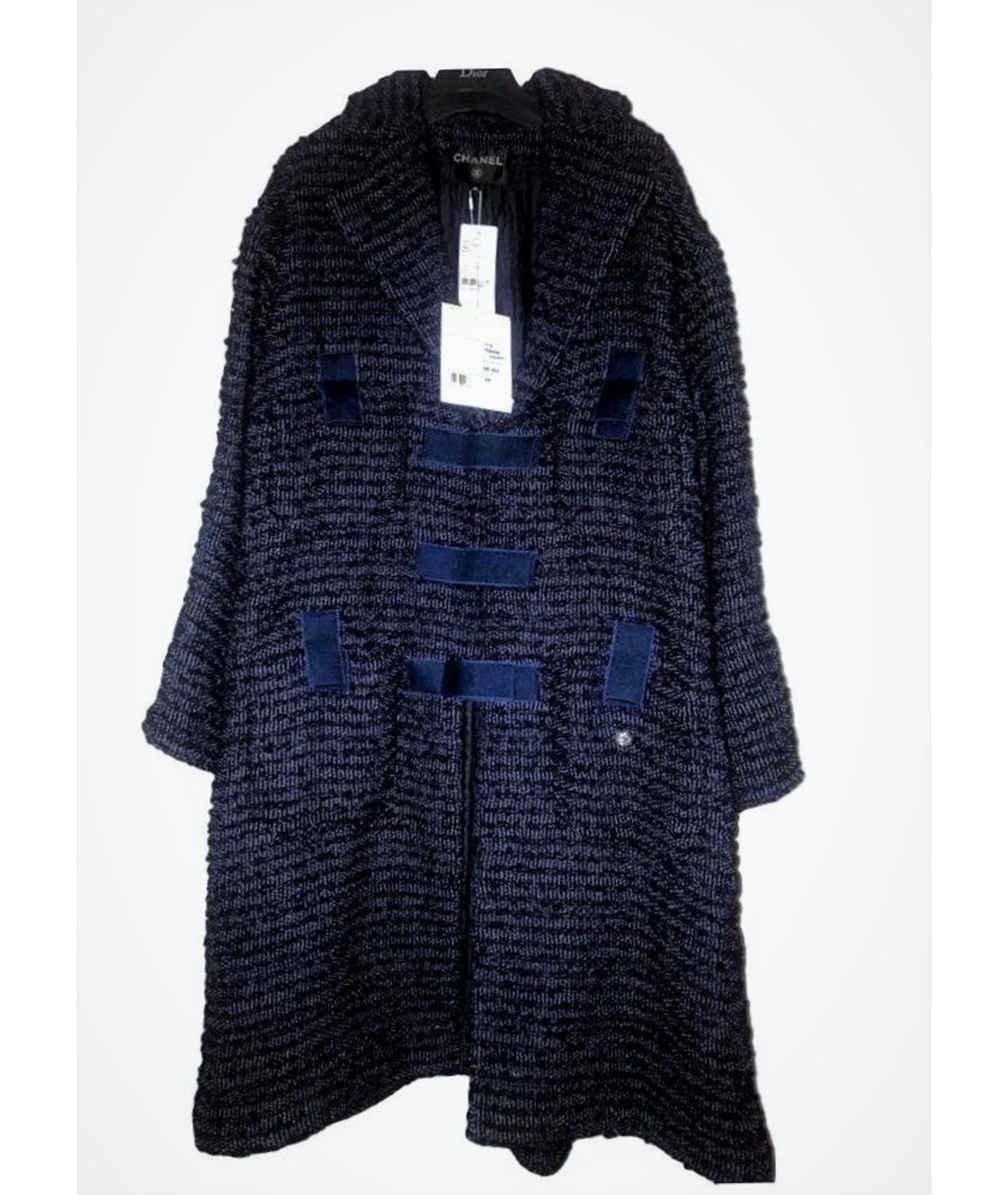 CHANEL PRE-OWNED Синее шерстяное пальто, фото 9