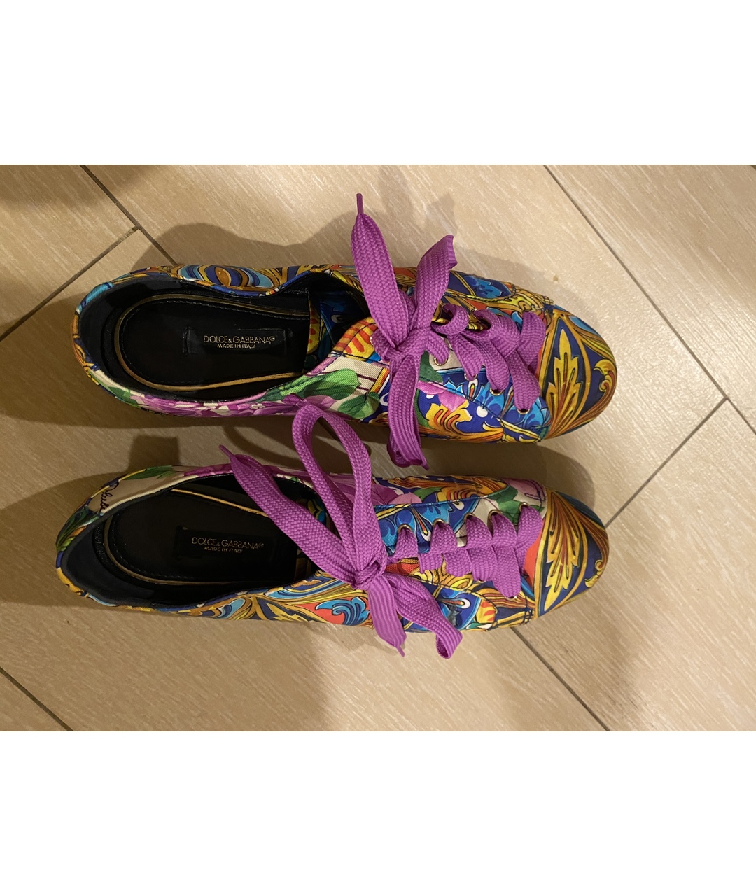 DOLCE&GABBANA Фиолетовые текстильные кроссовки, фото 3