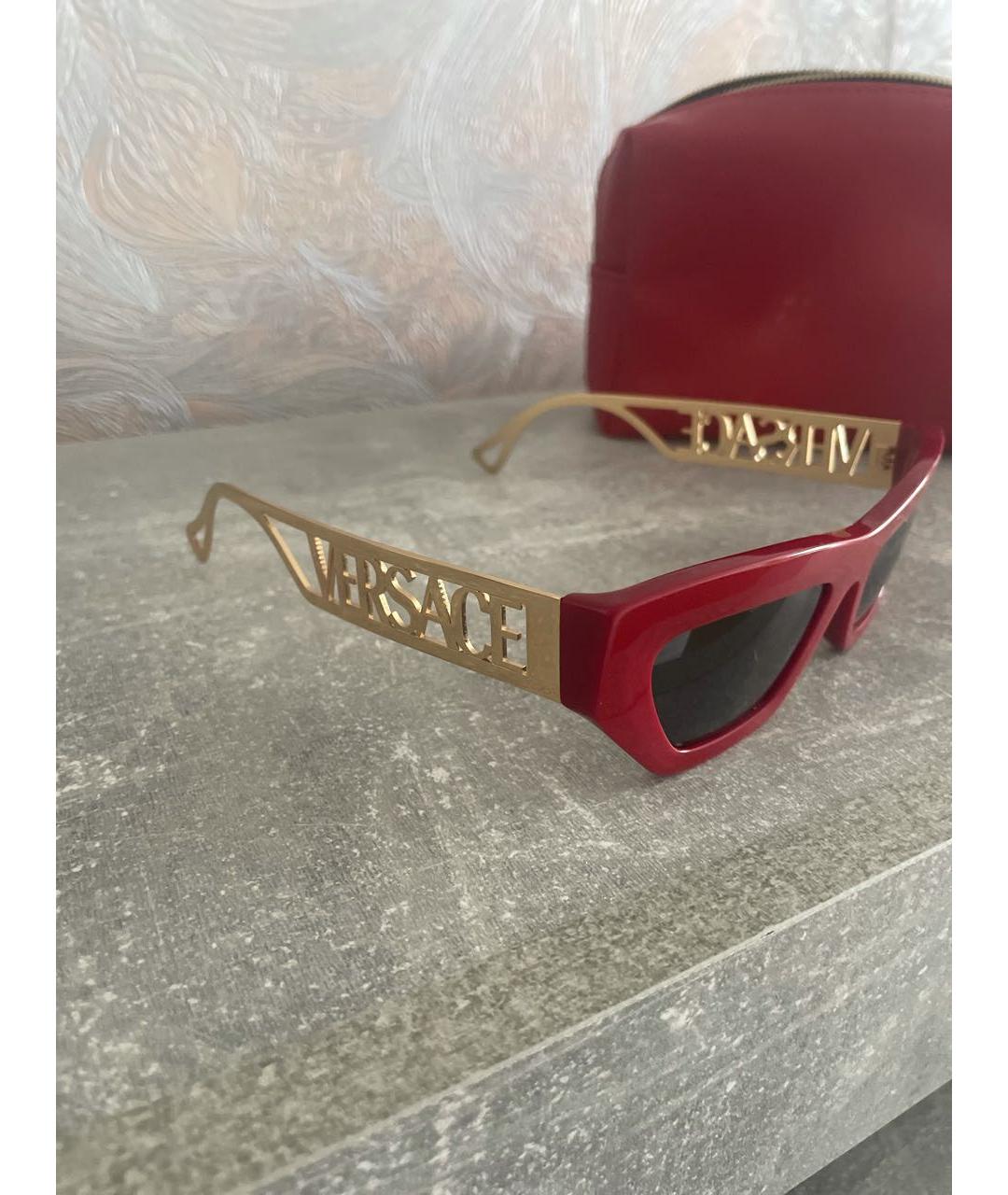 VERSACE Бордовые пластиковые солнцезащитные очки, фото 3
