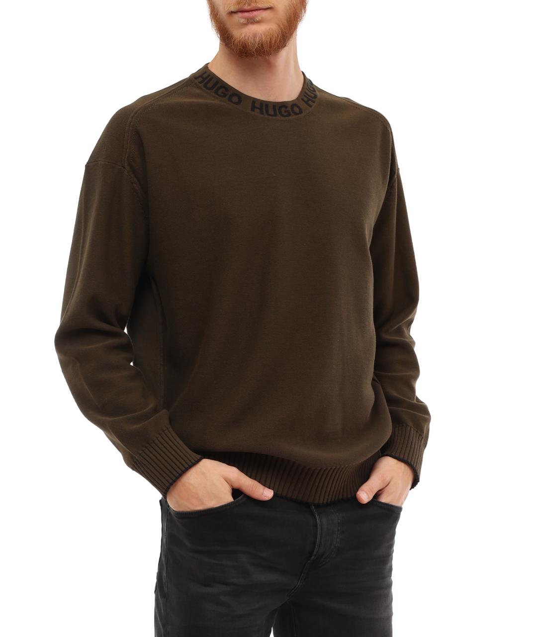 HUGO BOSS Зеленый хлопковый джемпер / свитер, фото 7