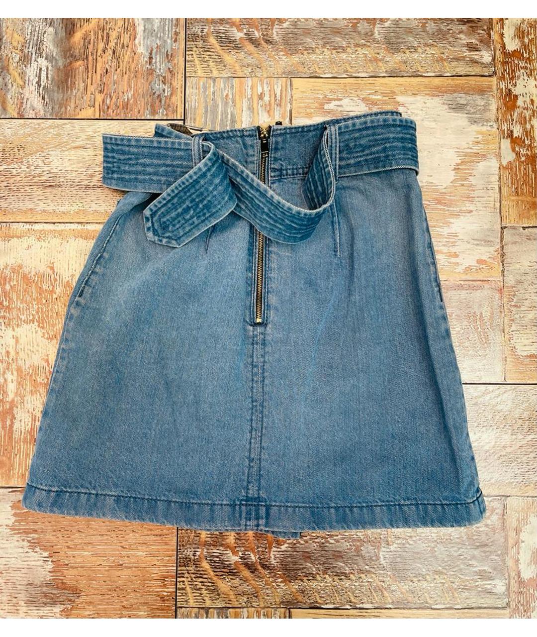 BURBERRY Голубая хлопковая юбка мини, фото 2