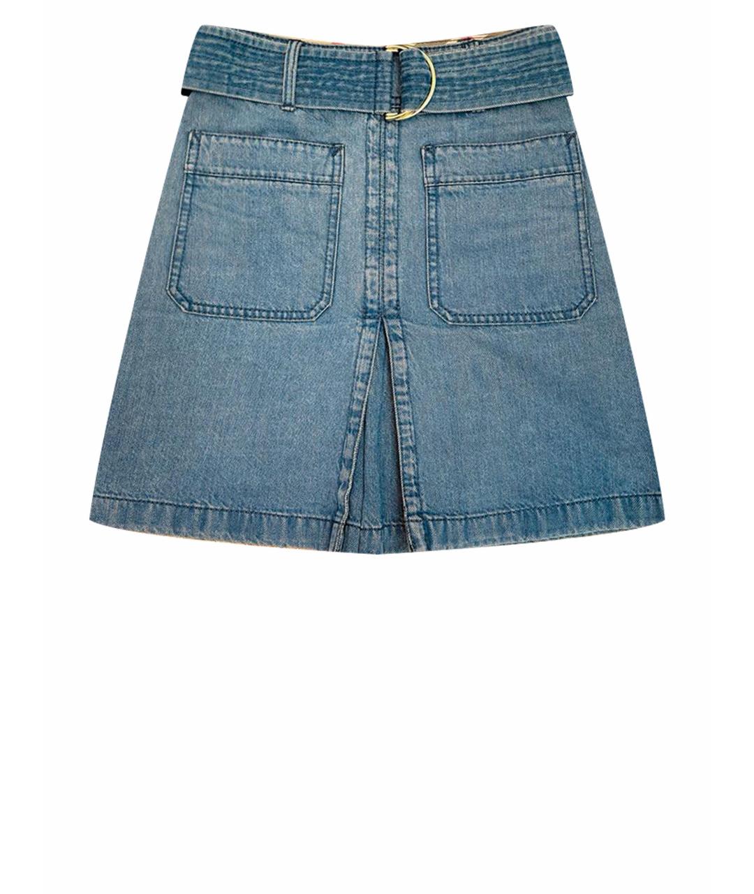 BURBERRY Голубая хлопковая юбка мини, фото 1