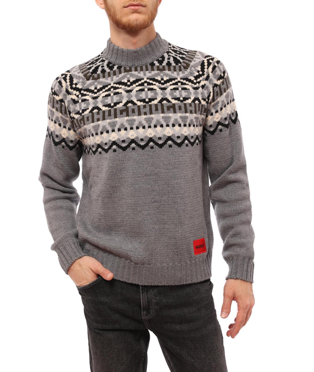 HUGO BOSS Серый шерстяной джемпер / свитер, фото 6