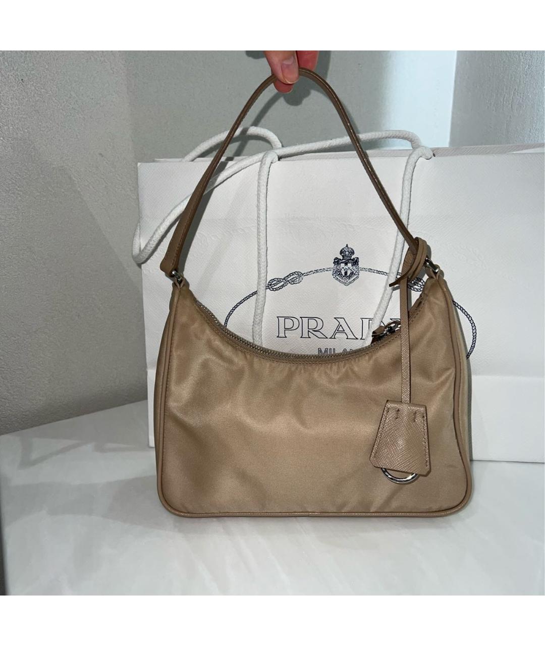 PRADA Бежевая сумка с короткими ручками, фото 8