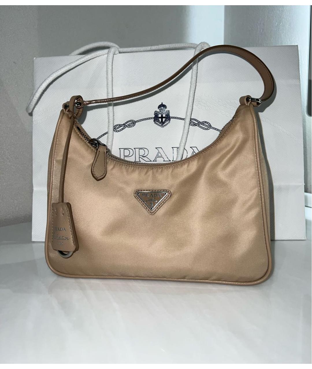 PRADA Бежевая сумка с короткими ручками, фото 7
