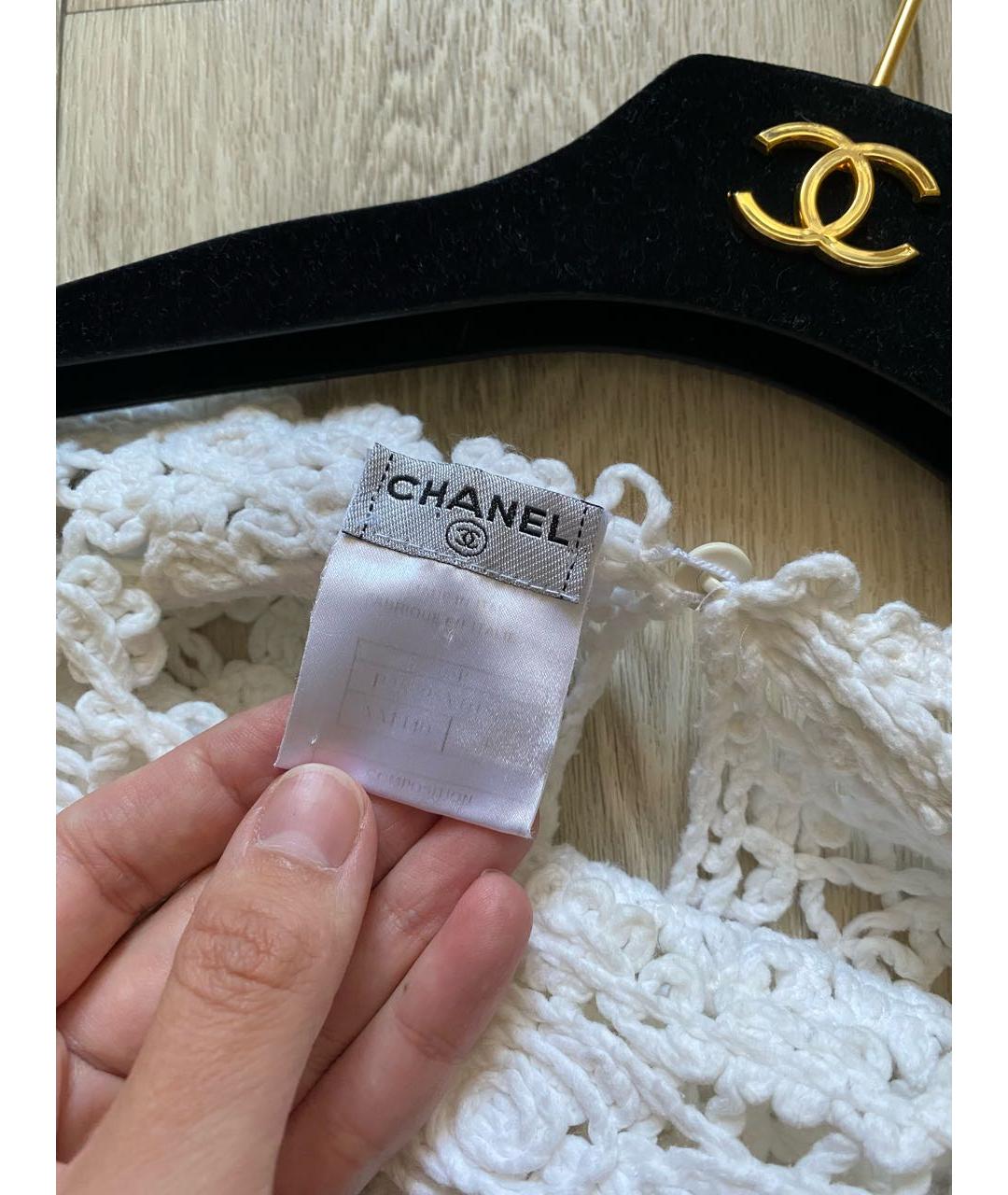 CHANEL Белый хлопко-эластановый джемпер / свитер, фото 4