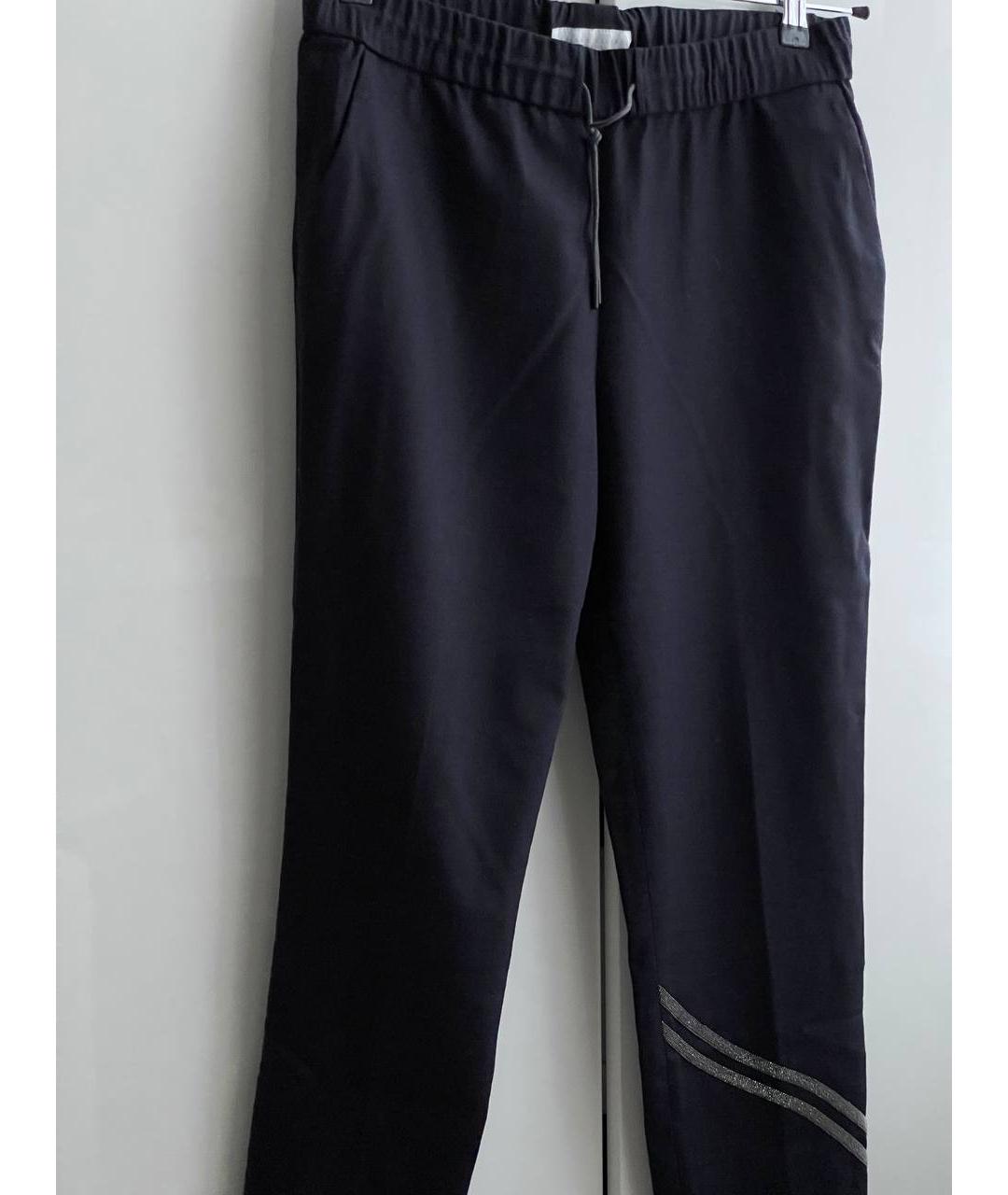 FABIANA FILIPPI Темно-синие шерстяные прямые брюки, фото 4