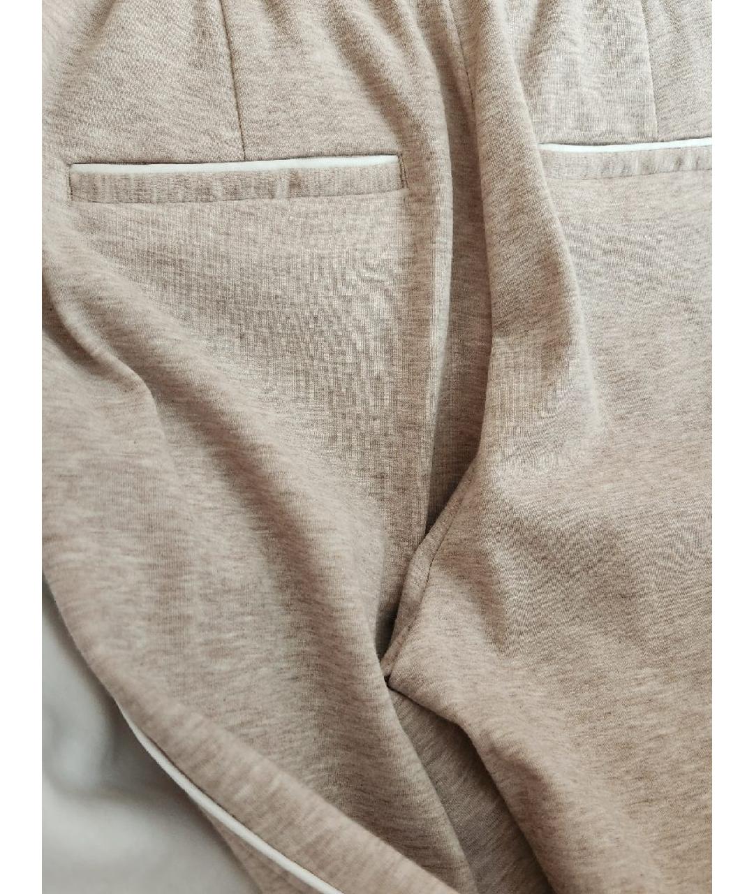 PESERICO Бежевые хлопко-эластановые брюки широкие, фото 2