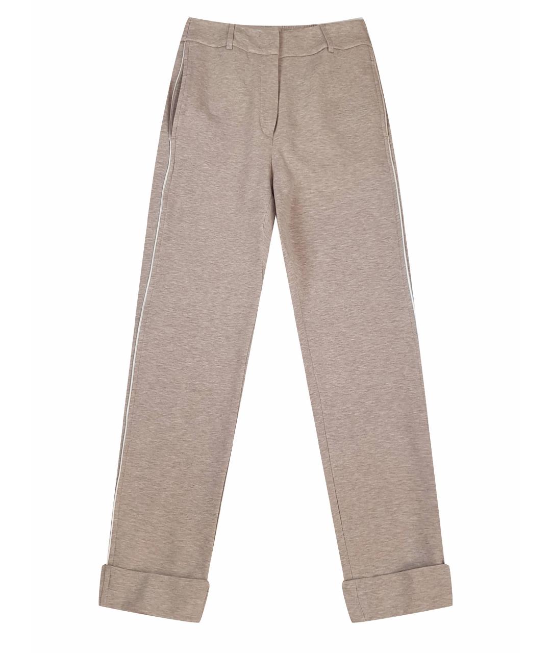 PESERICO Бежевые хлопко-эластановые брюки широкие, фото 1