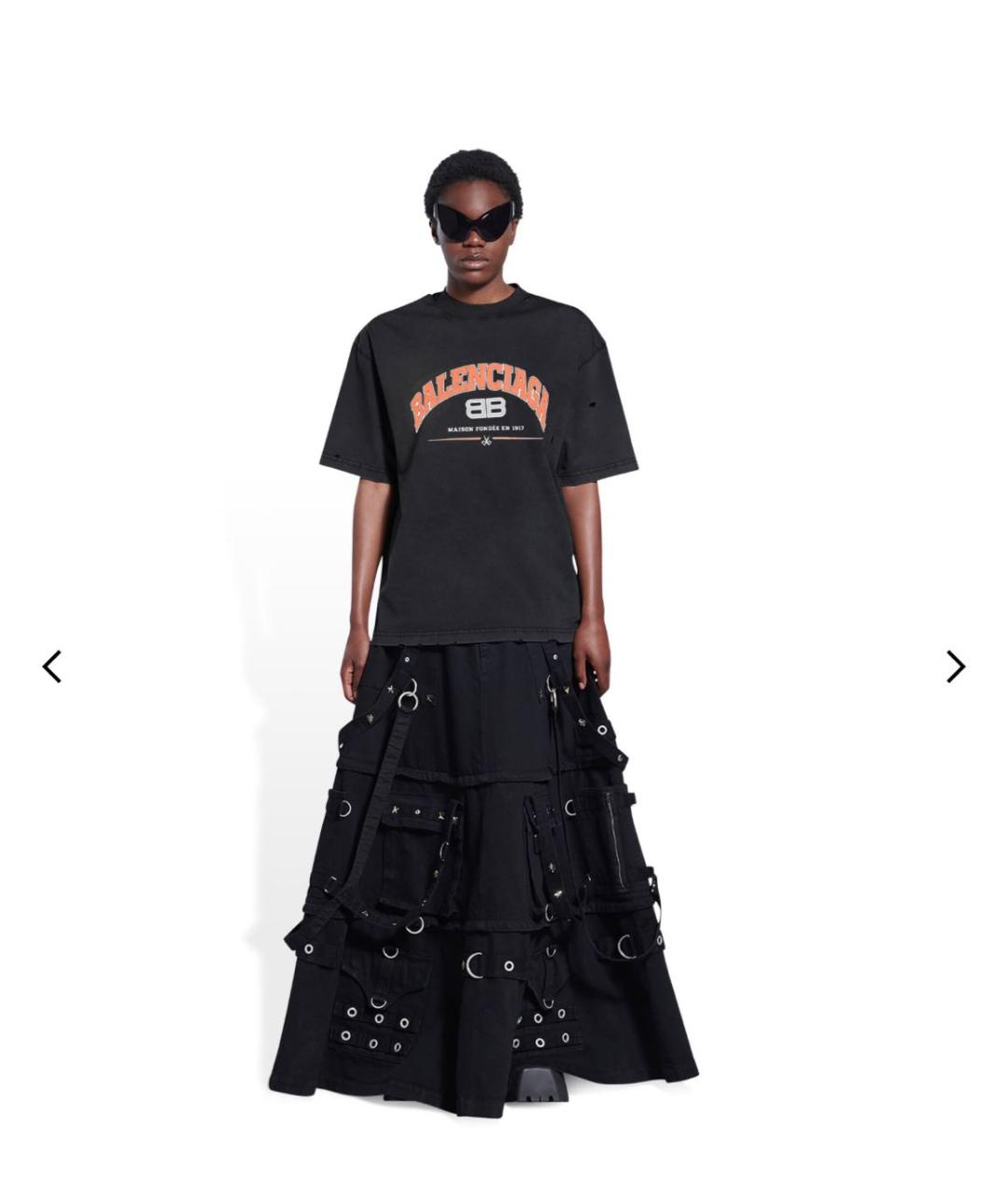 BALENCIAGA Черная хлопковая футболка, фото 6