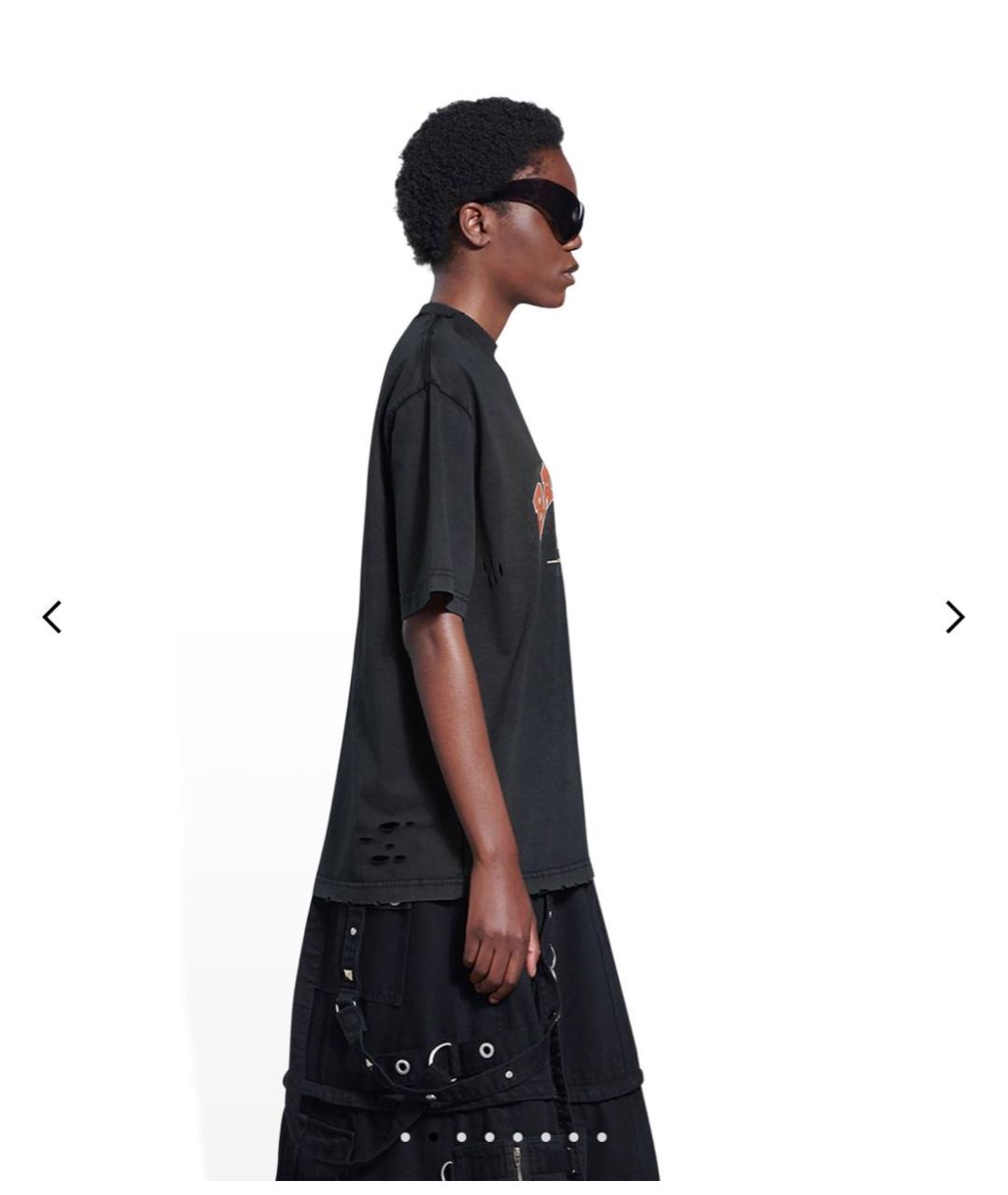 BALENCIAGA Черная хлопковая футболка, фото 5