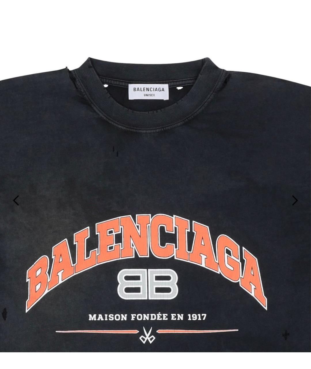BALENCIAGA Черная хлопковая футболка, фото 3