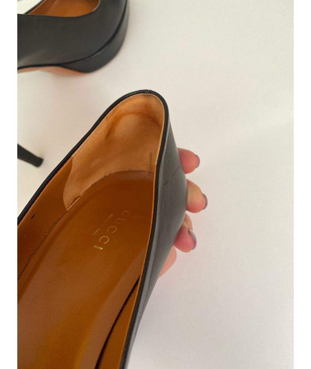 GUCCI Черные кожаные туфли, фото 5