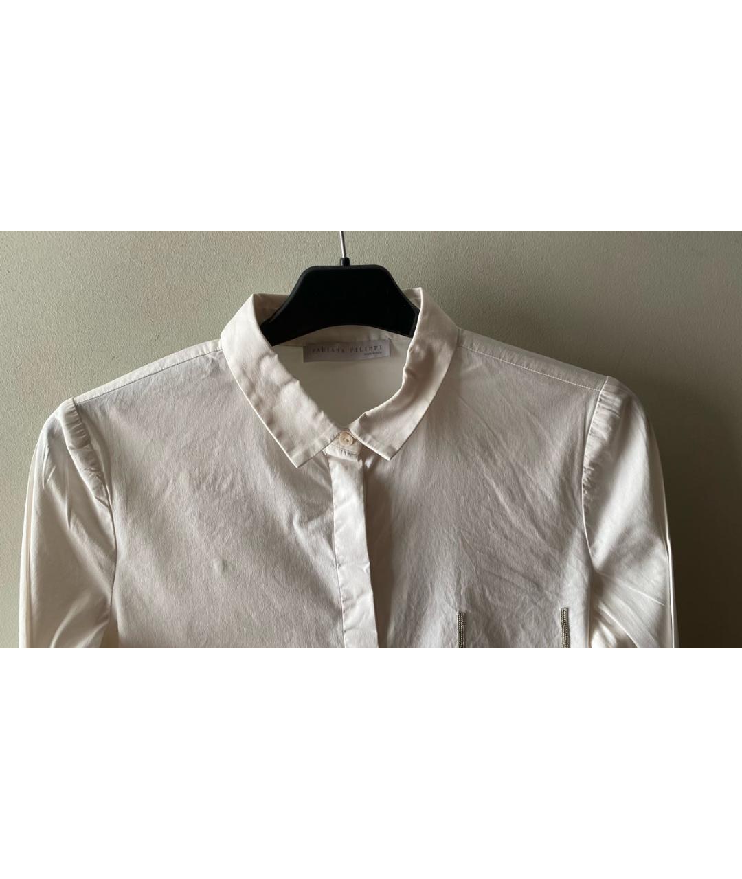 FABIANA FILIPPI Белая хлопко-эластановая рубашка, фото 3