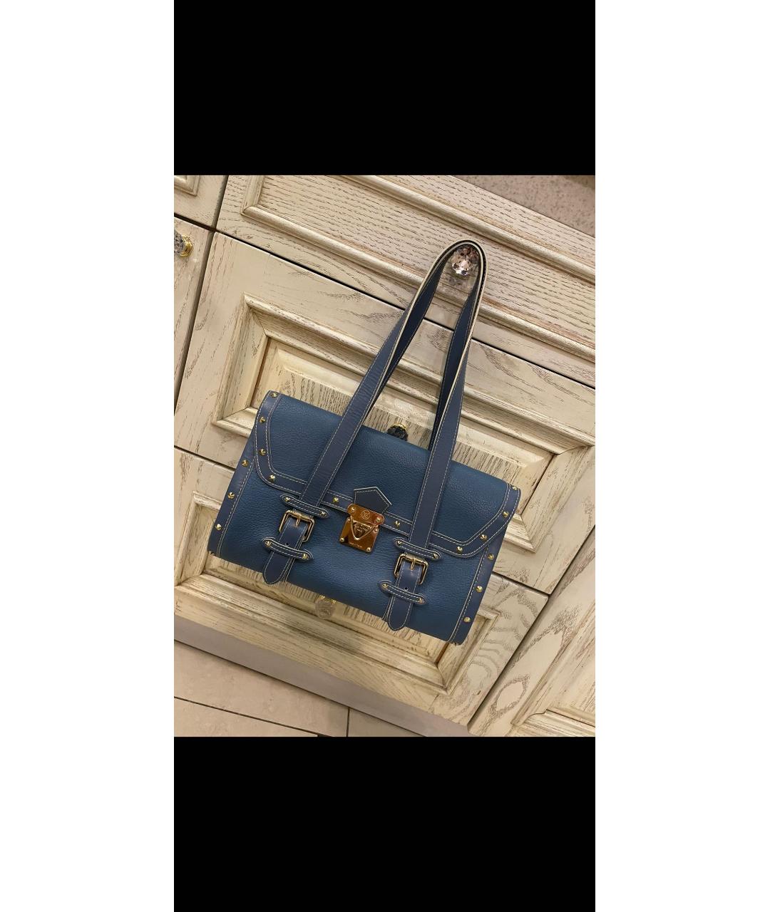 LOUIS VUITTON Синяя кожаная сумка с короткими ручками, фото 3