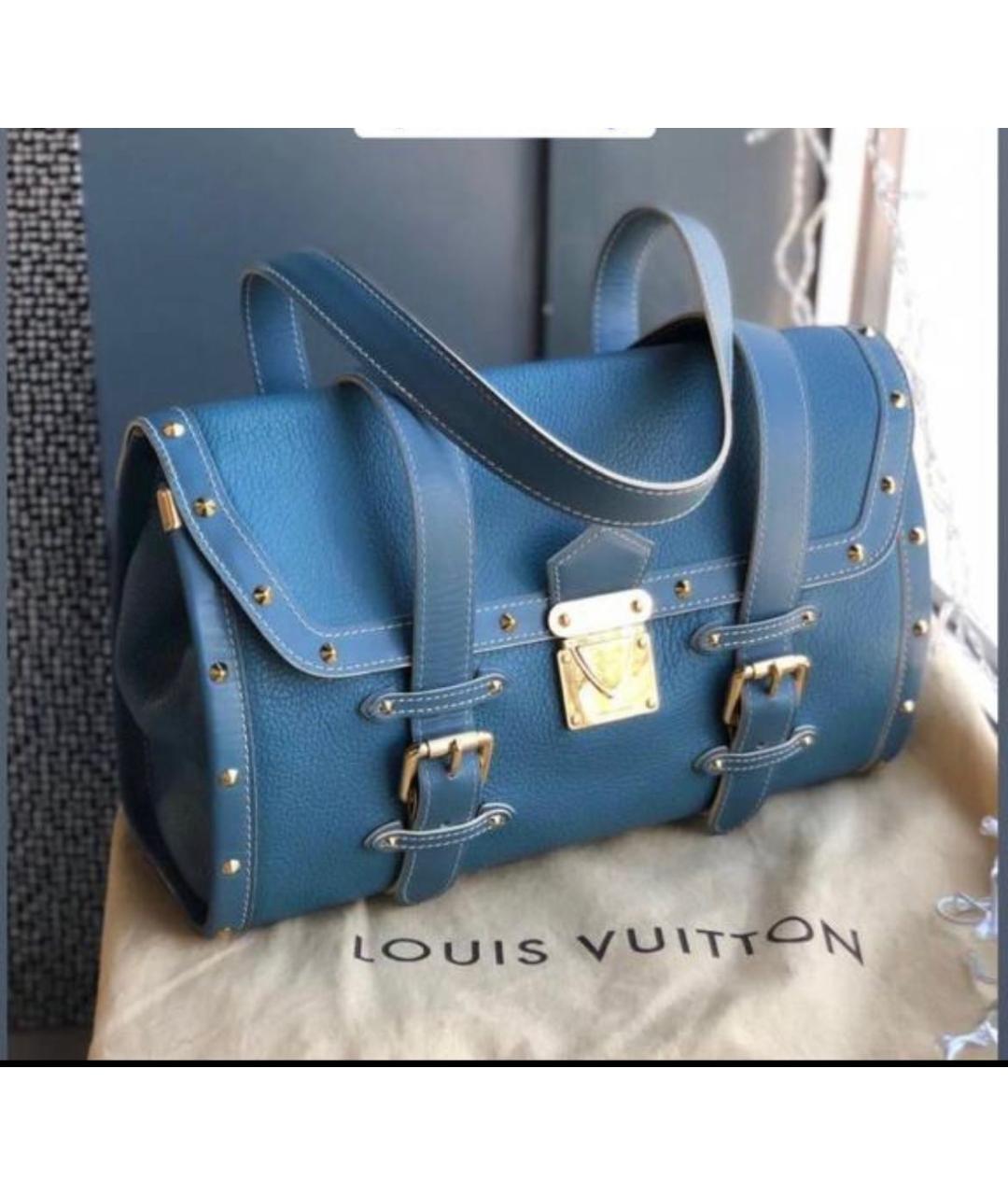 LOUIS VUITTON Синяя кожаная сумка с короткими ручками, фото 2