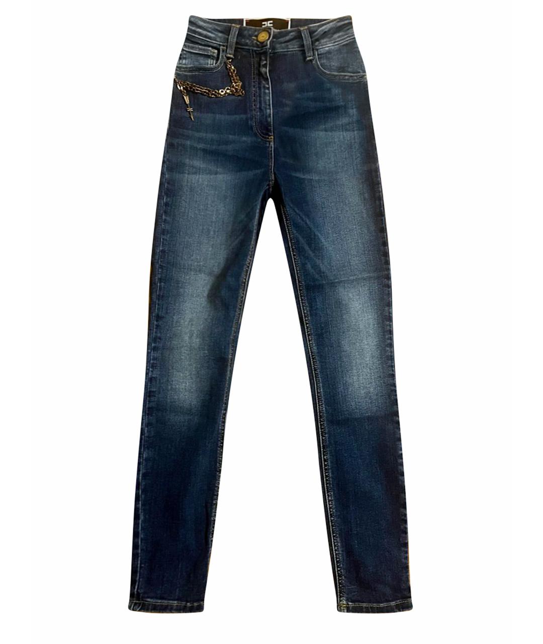 ELISABETTA FRANCHI Синие хлопко-эластановые джинсы слим, фото 1