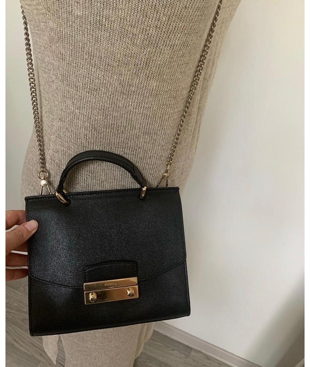 FURLA Черная кожаная сумка через плечо, фото 6