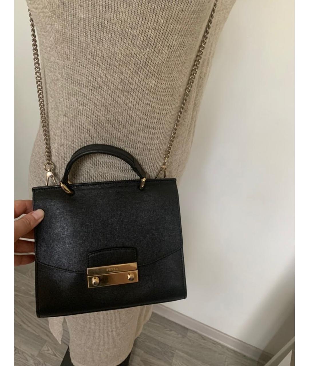 FURLA Черная кожаная сумка через плечо, фото 4