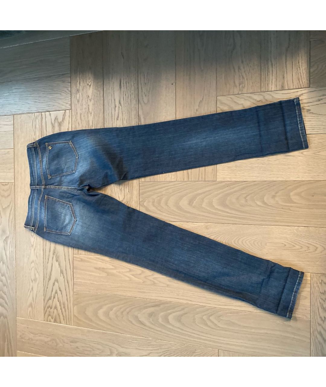 BALLY Синие хлопко-эластановые прямые брюки, фото 2