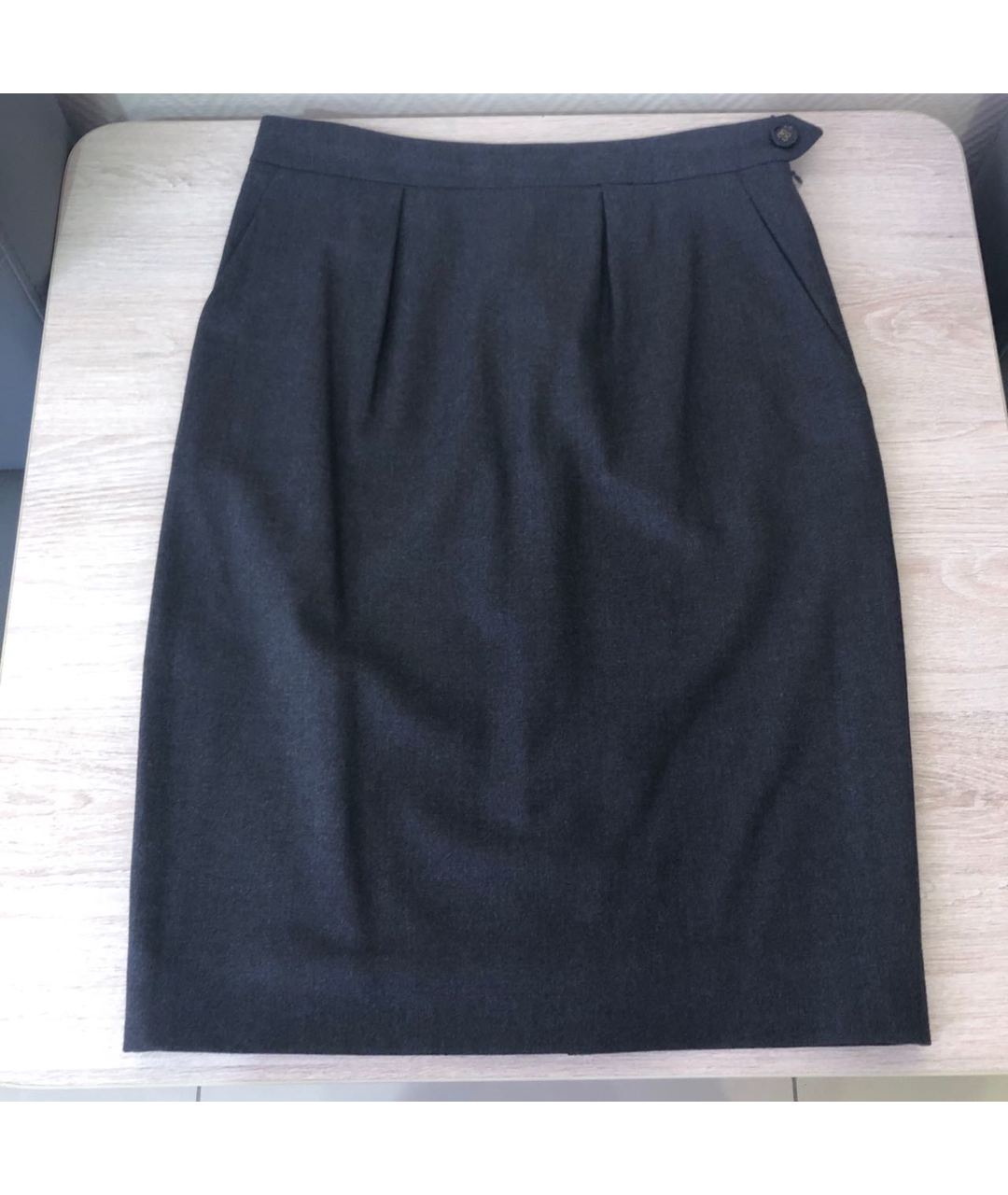 YVES SAINT LAURENT VINTAGE Антрацитовая шерстяная юбка мини, фото 4